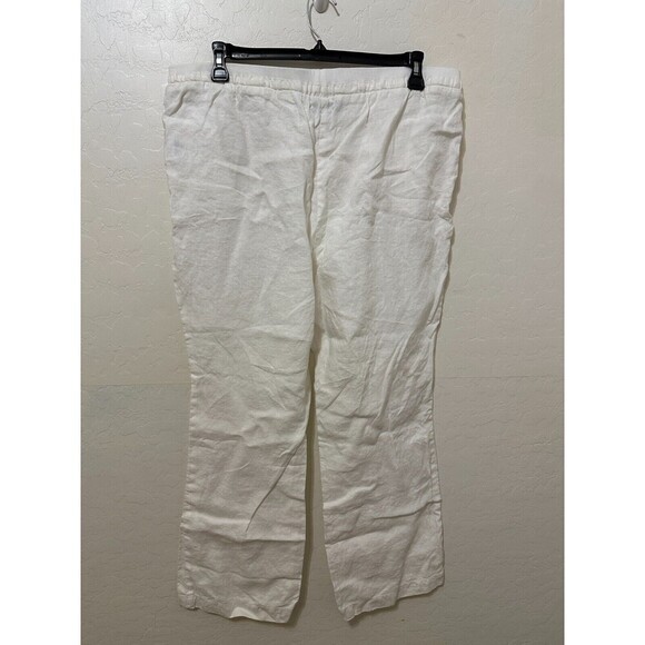 Ellen Tracy Womans Pull On 100% Linen Trousers Size XL Beachy Vacay Travel Boho - Picture 3 of 13